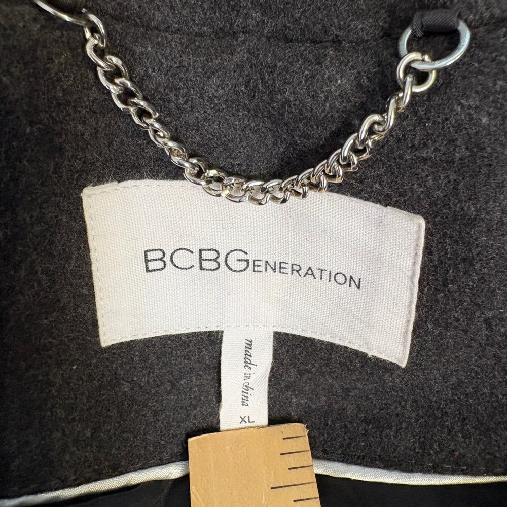 BCBGeneration Mixed Media Hooded Parka Coat Grey Olive Green XL - Picture 16 of 16